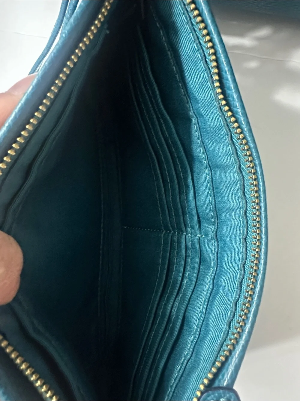 COACH Teal Pebbled Leather Tote with Matching Wristlet